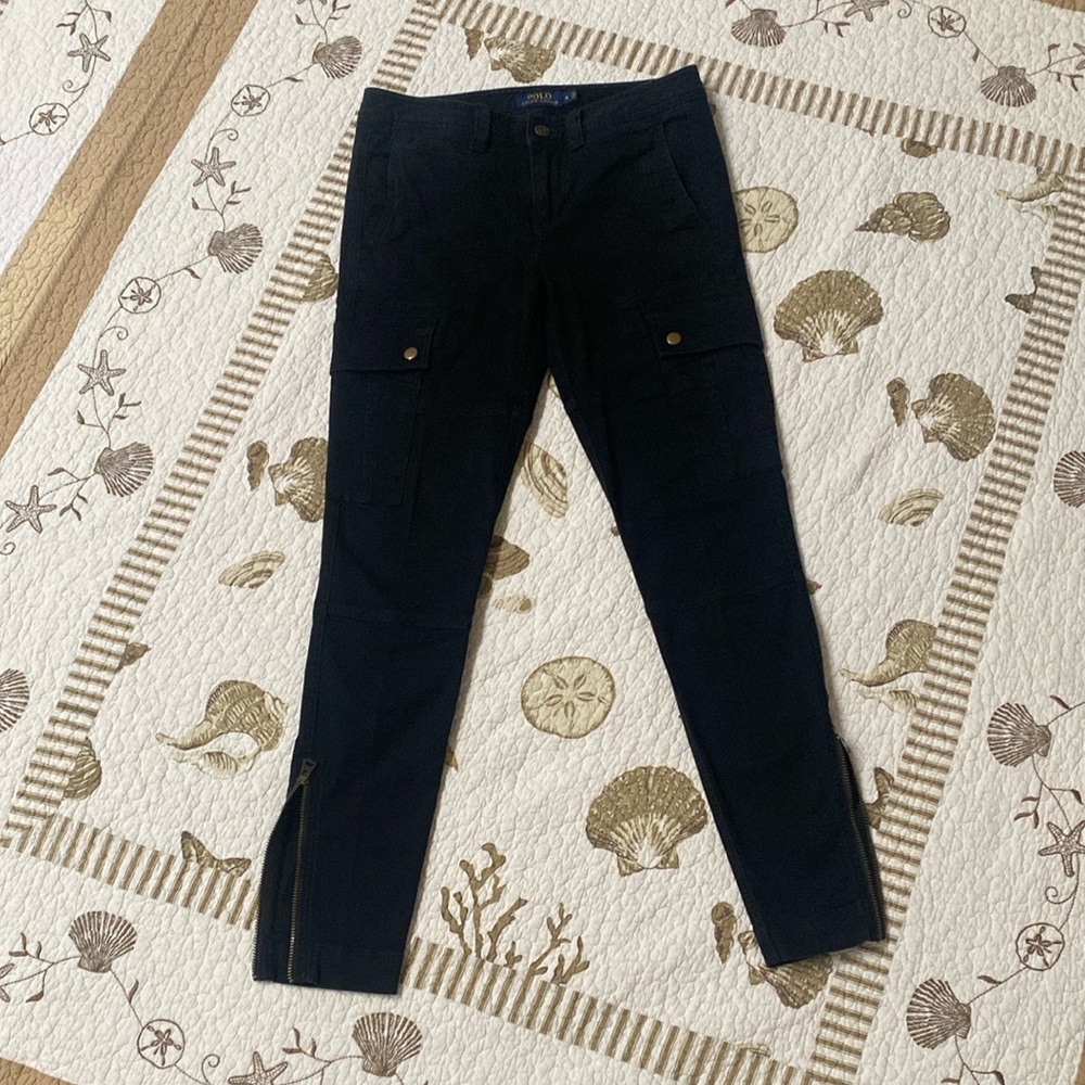POLO RALPH LAUREN Black Cargo Jeans. Size 4.